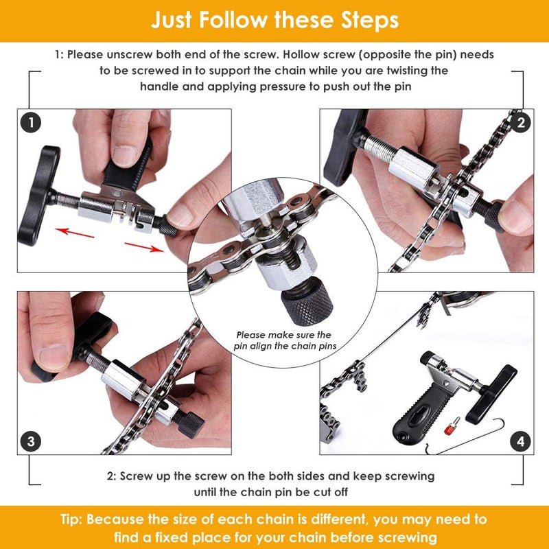 WOTOW Bicycle Chain Repair Tool Kit, Cycling Bike Master Link Pliers Remover & Chain Breaker Splitter Cutter & Chain Wear Indicator Checker & Reusable Missing Connector for 6/7/8/9/10 Speed Chain - Image 4